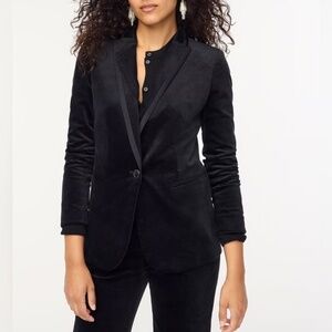 J. Crew Factory Black Velvet One Button Blazer